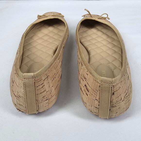 VERONICA BEARD WOMEN'S TAN BEATRIX CORK SKIMMER BALLET FLATS SIZE 6.5M SLIP-ON - Picture 4 of 13